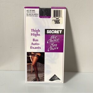 Vintage Lycra Secret Thigh High Average Nightshade Lace Top NOS.